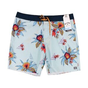 Billabong Recycler Pro Performance Boardshorts Floral Light Blue Size 36 NWT